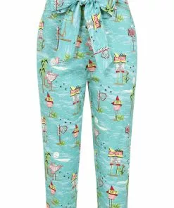 Collectif Eugenia Motel 50's Capris Trousers Blue New In