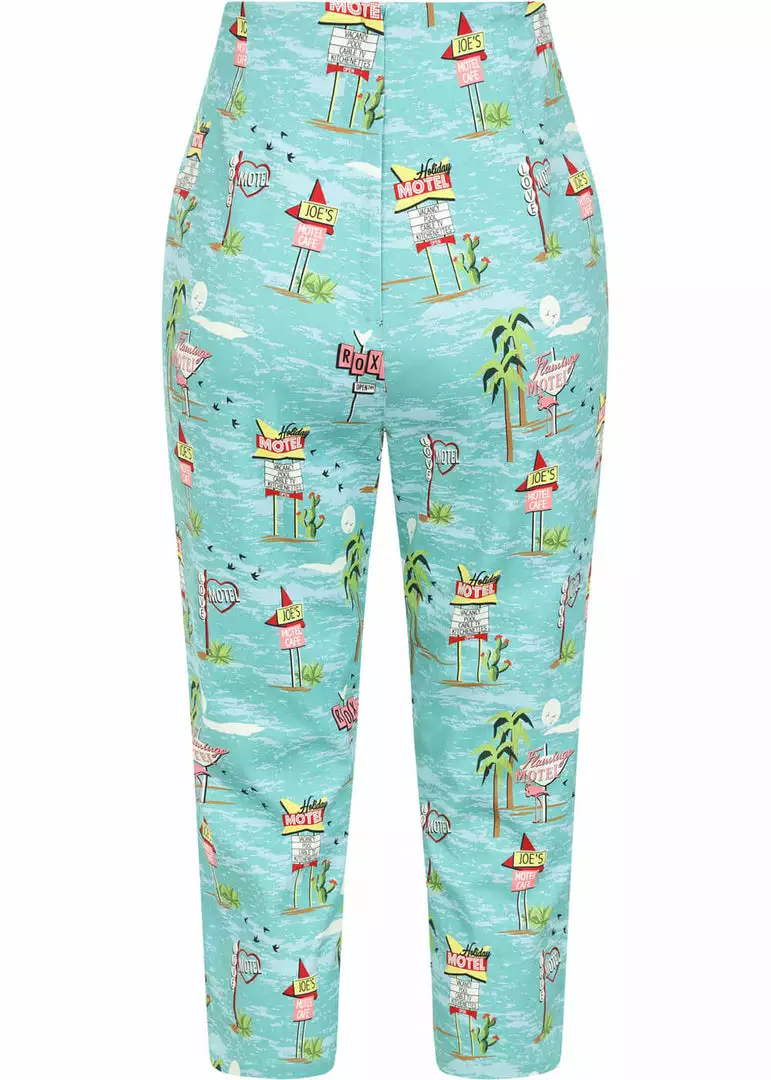 Collectif Eugenia Motel 50's Capris Trousers Blue New In 7 Collectif Eugenia Motel 50's Capris Trousers Blue New In