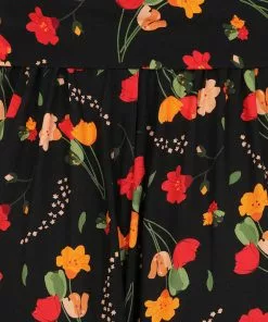 Collectif Akiko Ditsy Tulip Bloom 70's Trousers Black 11 Collectif Akiko Ditsy Tulip Bloom 70's Trousers Black