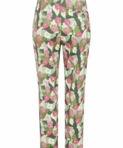 Collectif Bonnie Palm Blush Floral 50's Trousers Green 11 Collectif Bonnie Palm Blush Floral 50's Trousers Green