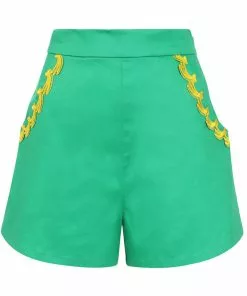 New In Collectif Emilia Banana Trim 50's Shorts Green