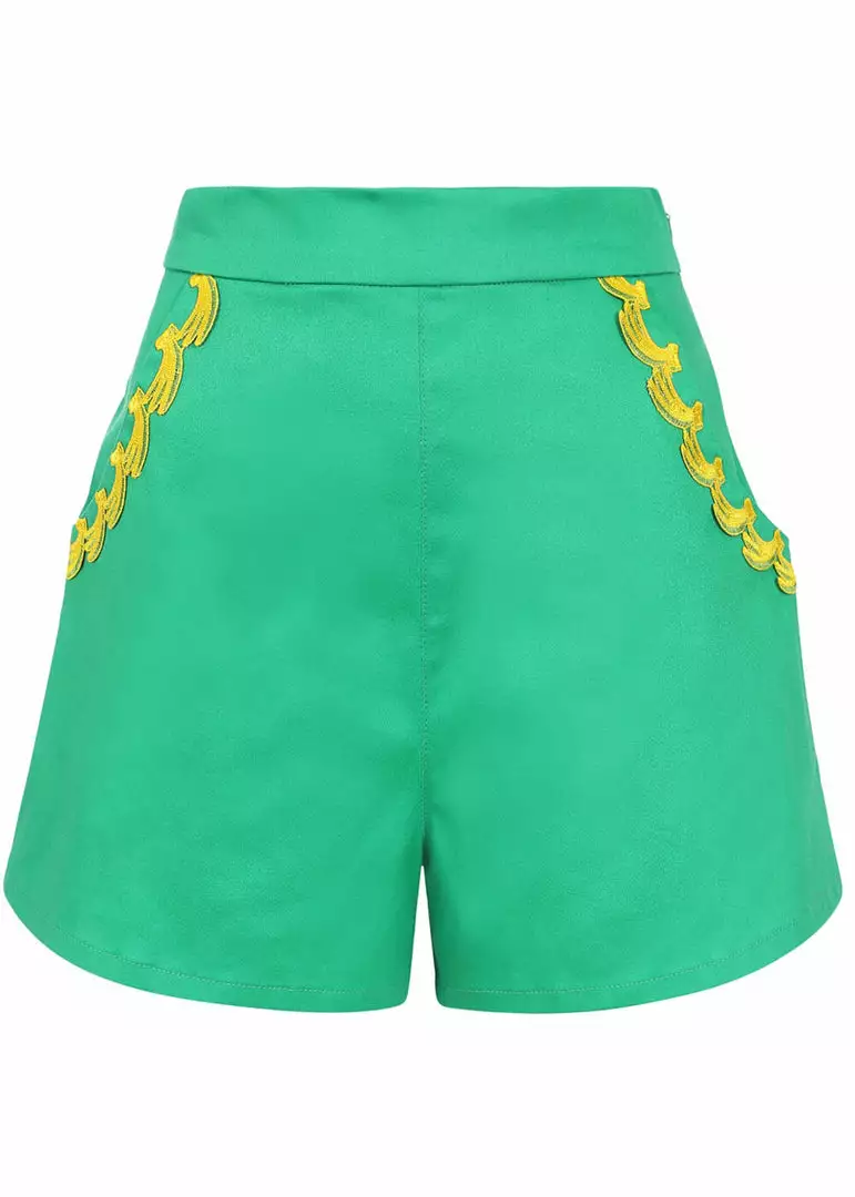 New In Collectif Emilia Banana Trim 50's Shorts Green 3 New In Collectif Emilia Banana Trim 50's Shorts Green