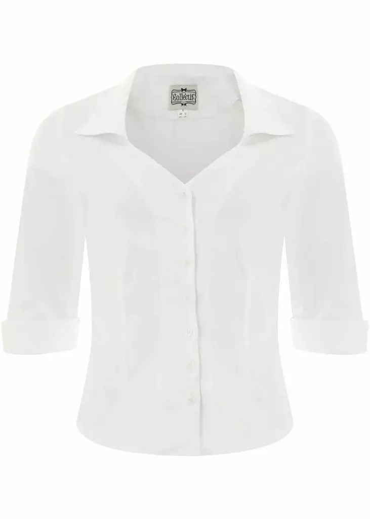 New In Collectif Mona 50's Shirt White 3 New In Collectif Mona 50's Shirt White