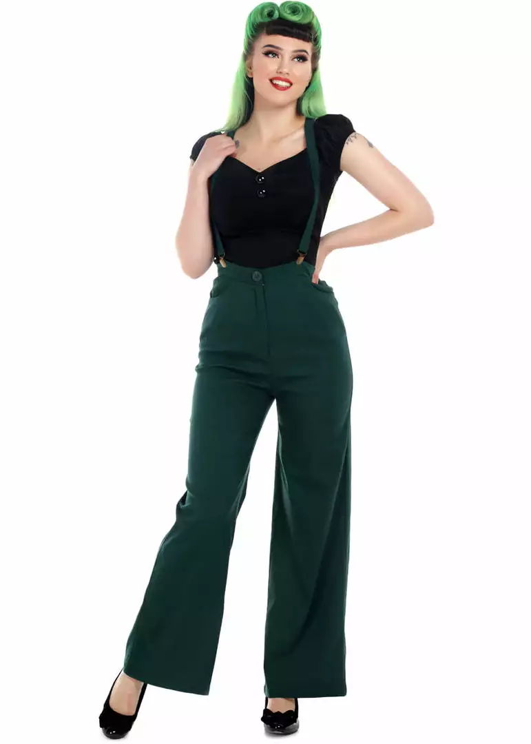 New In Collectif Glinda 40's Trousers Green 3 New In Collectif Glinda 40's Trousers Green