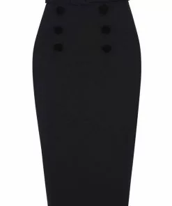 Collectif Agatha 50's Pencil Skirt Black New In