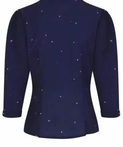 Collectif Andra Starry Polkadot 40's Blouse Navy Blue