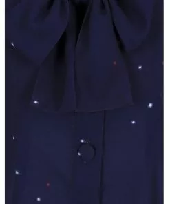 Collectif Andra Starry Polkadot 40's Blouse Navy Blue