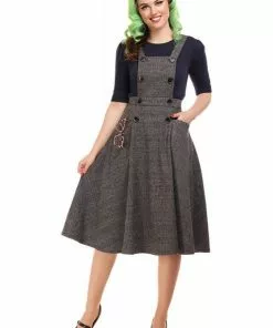 Collectif Brenda Librarian Check 40's Dress Gray