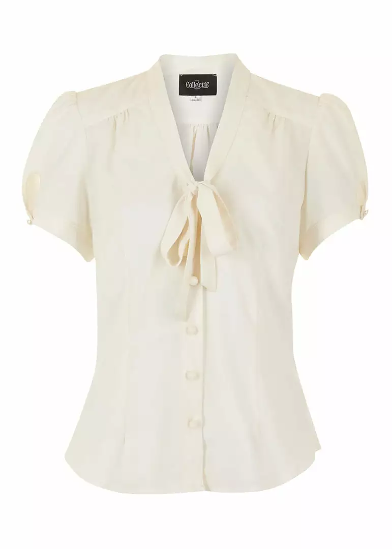Collectif Tura 40's Blouse Ivory New In 3 Collectif Tura 40's Blouse Ivory New In
