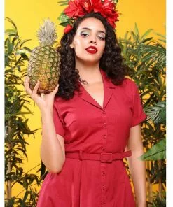 New In Collectif Caterina 40's Swing Dress Red