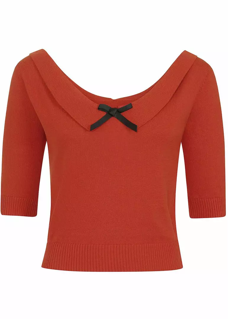 Collectif Babette 40's Jumper In Orange 3 Collectif Babette 40's Jumper In Orange