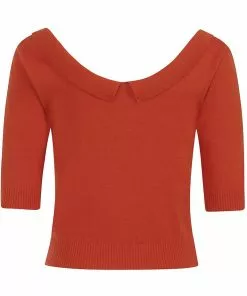 Collectif Babette 40's Jumper In Orange 9 Collectif Babette 40's Jumper In Orange