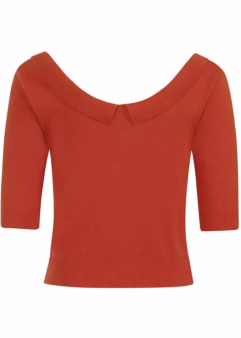Collectif Babette 40's Jumper In Orange 6 Collectif Babette 40's Jumper In Orange