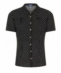 Collectif Avery Polkadot 50's Blouse Black New In