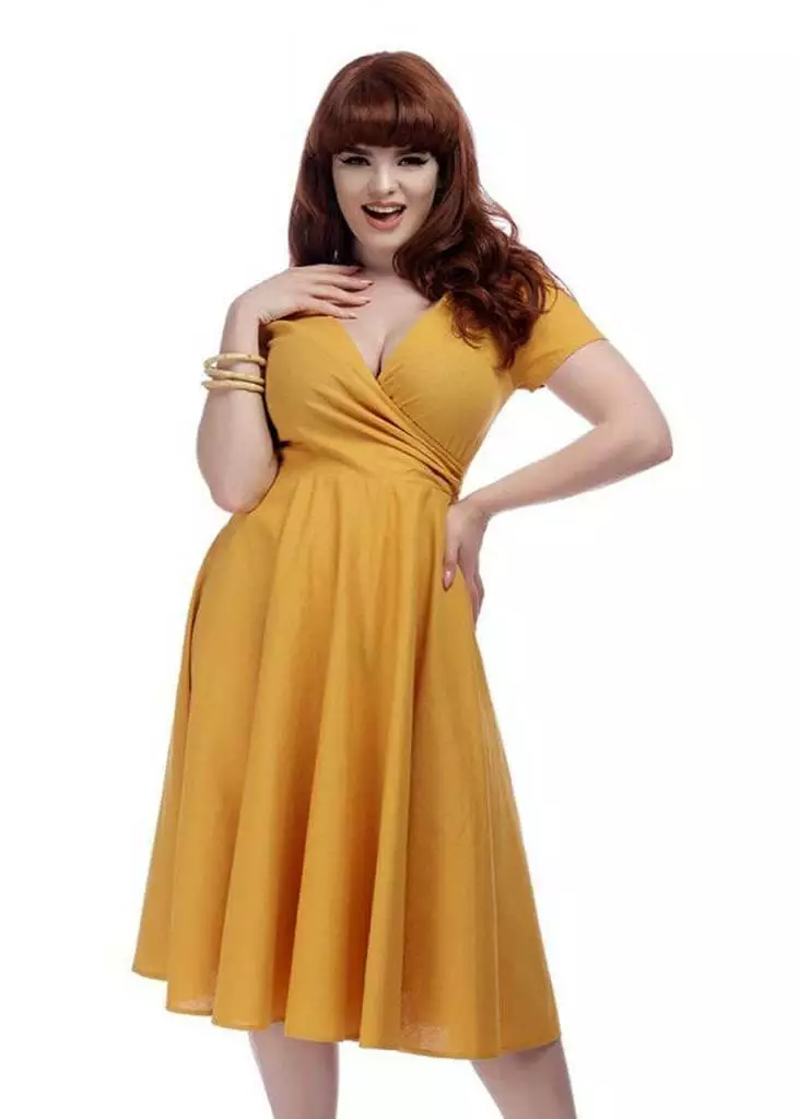 Collectif Maria 50's Swing Dress Mustard 3 Collectif Maria 50's Swing Dress Mustard