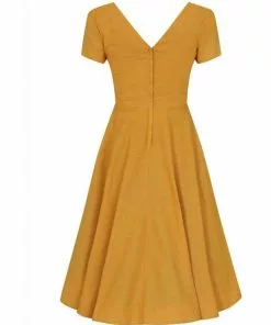 Collectif Maria 50's Swing Dress Mustard 10 Collectif Maria 50's Swing Dress Mustard