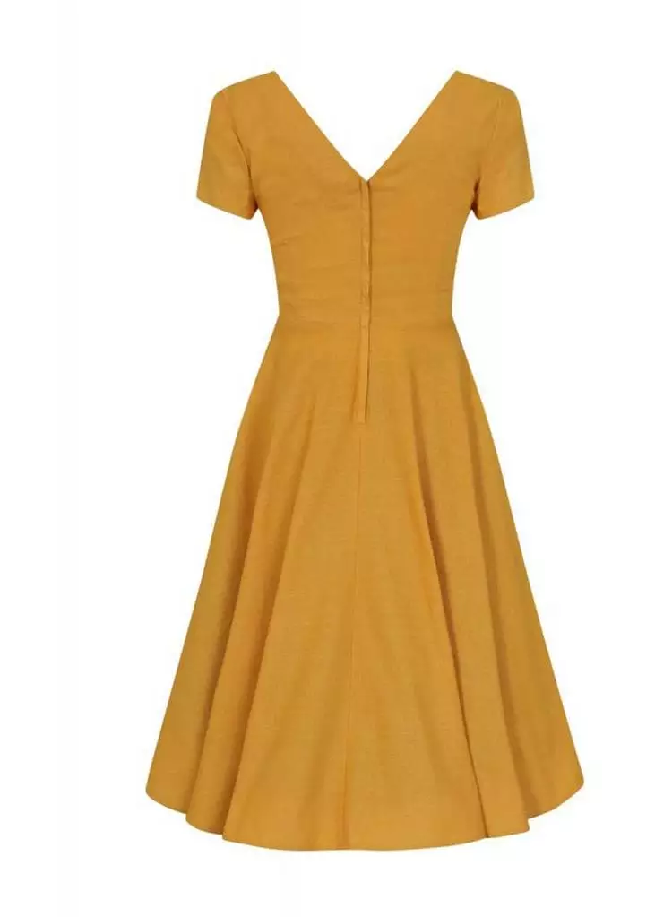 Collectif Maria 50's Swing Dress Mustard 5 Collectif Maria 50's Swing Dress Mustard