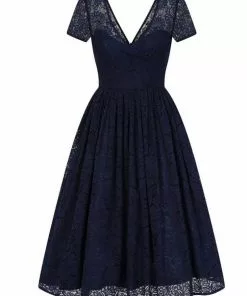 Collectif Nina Lace 50's Swing Dress Navy