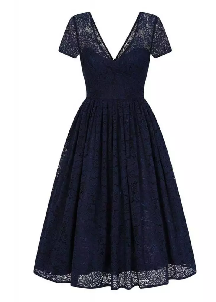 Collectif Nina Lace 50's Swing Dress Navy 4 Collectif Nina Lace 50's Swing Dress Navy