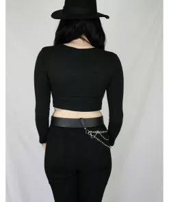 New In Coven United Cat Face 80's Top Black