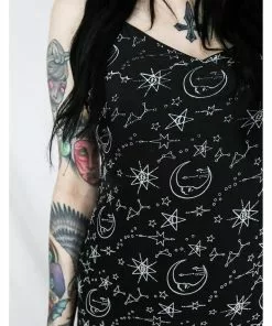 New In Coven United Moon Maxi 70's Dress Black