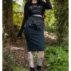 Coven United Moon Peplum 50's Pencil Skirt Black New In
