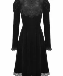New In Dark In Love Mary Velvet Dress Black