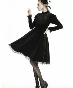 New In Dark In Love Mary Velvet Dress Black