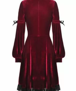 Dark In Love Ghost Cross Velvet 60's Dress Blood Red
