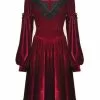 Dark In Love Ghost Cross Velvet 60's Dress Blood Red