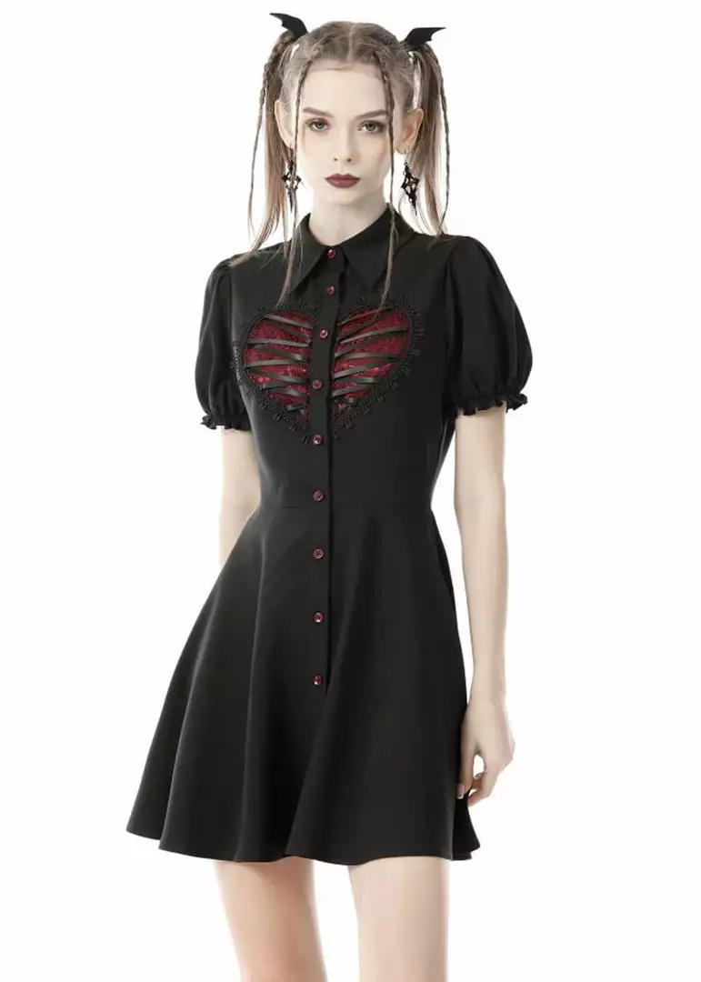 Dark In Love Rope Heart 60's Dress Black New In 4 Dark In Love Rope Heart 60's Dress Black New In