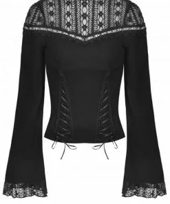 New In Dark In Love Moonlight Sonata Lace Top Black
