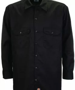 Dickies Mens Long Sleeve Work Shirt Black New In