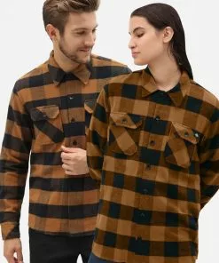 Dickies Mens Sacramento Flannel Shirt Brown New In