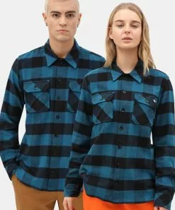 Dickies Mens Sacramento Flannel Shirt Coral Blue
