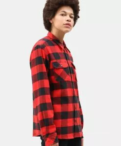 Dickies Mens Sacramento Flannel Shirt Red Black New In
