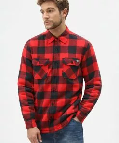 Dickies Mens Sacramento Flannel Shirt Red Black New In
