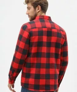 Dickies Mens Sacramento Flannel Shirt Red Black New In