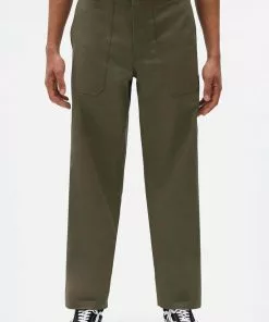 Dickies Mens Funkley Herringbone Trousers Military Green