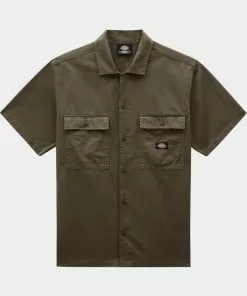 New In Dickies Mens Paynesville Shirt Military Green