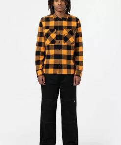 New In Dickies Men Sacramento Shirt Gold Ochre