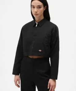 New In Dickies Womens Kiester Cropped Jacket Black