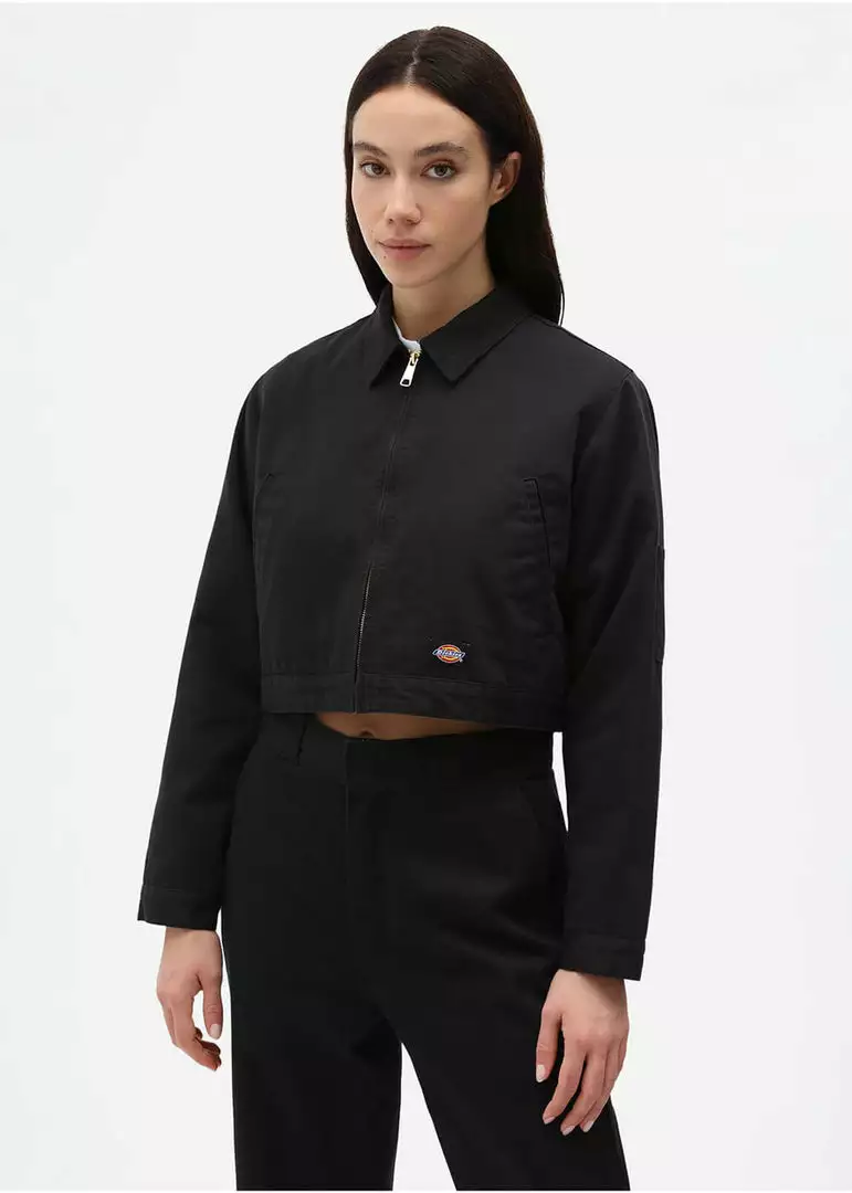 New In Dickies Womens Kiester Cropped Jacket Black 3 New In Dickies Womens Kiester Cropped Jacket Black