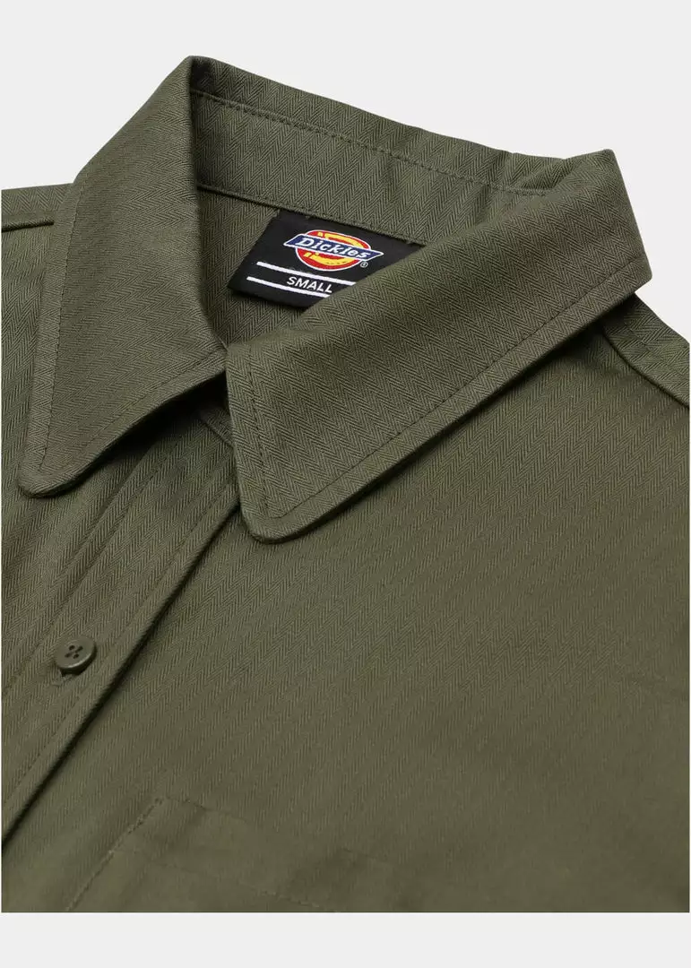 New In Dickies Womens Chokio Herringbone Shirt Military Green 6 New In Dickies Womens Chokio Herringbone Shirt Military Green