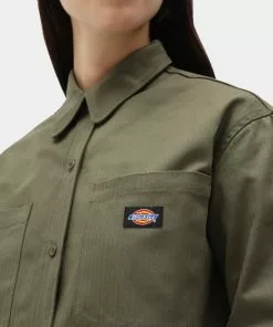 New In Dickies Womens Chokio Herringbone Shirt Military Green 17 New In Dickies Womens Chokio Herringbone Shirt Military Green