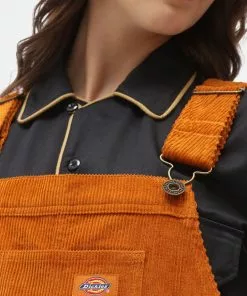 Dickies Womens Higginson Corduroy Dungarees Pumpkin Orange Brown 11 Dickies Womens Higginson Corduroy Dungarees Pumpkin Orange Brown