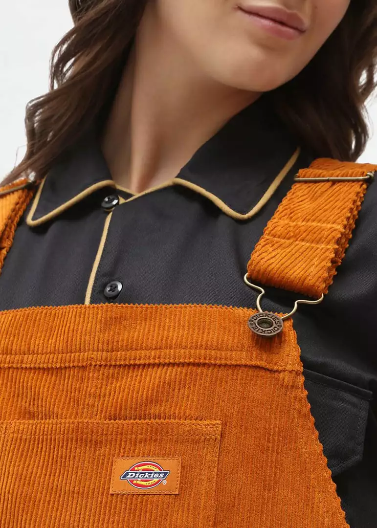 Dickies Womens Higginson Corduroy Dungarees Pumpkin Orange Brown 6 Dickies Womens Higginson Corduroy Dungarees Pumpkin Orange Brown