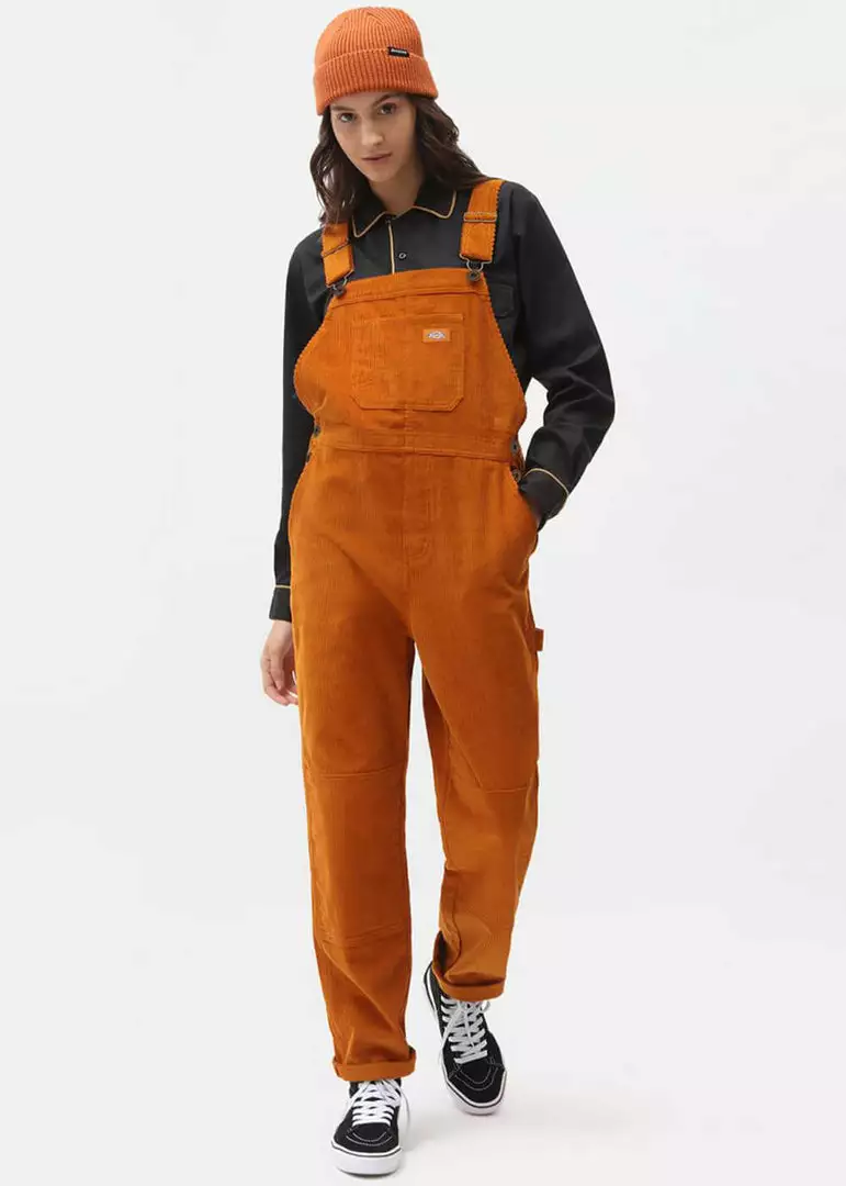 Dickies Womens Higginson Corduroy Dungarees Pumpkin Orange Brown 8 Dickies Womens Higginson Corduroy Dungarees Pumpkin Orange Brown