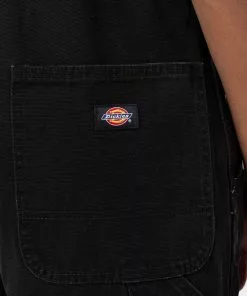 Dickies Mens Canvas Bib Dungarees Black New In