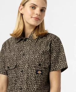 Dickies Women Silver Firs Shirt Leopard New In